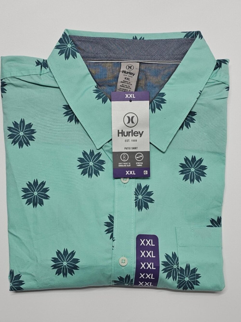 Hurley Men's Stretch Patio Printed Woven Short Sleeve Shirt Size XXL - Picture 4 of 8